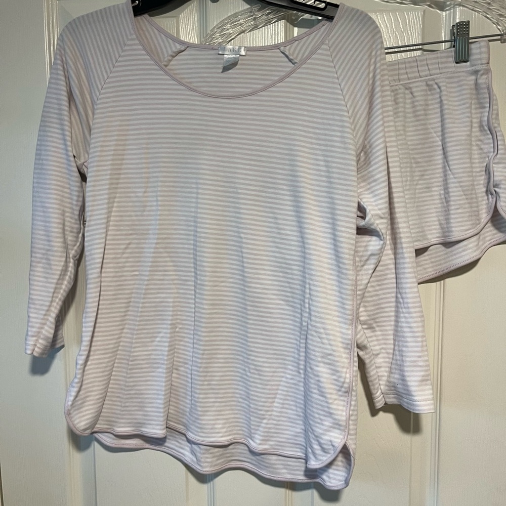 Lake Pajamas Pima Long Sleeve Shorts Set Lilac Size M